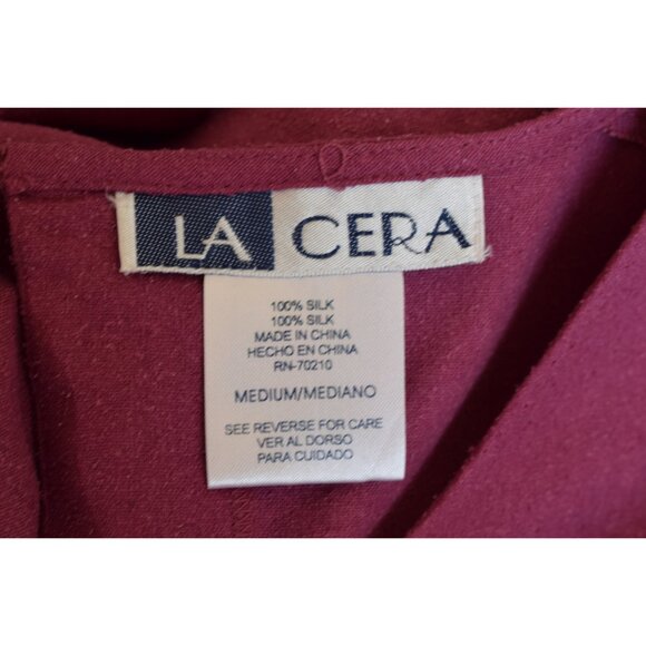 Vintage 90s Lightweight Magenta Silk Blazer by LA Cera size M - Picture 8 of 10